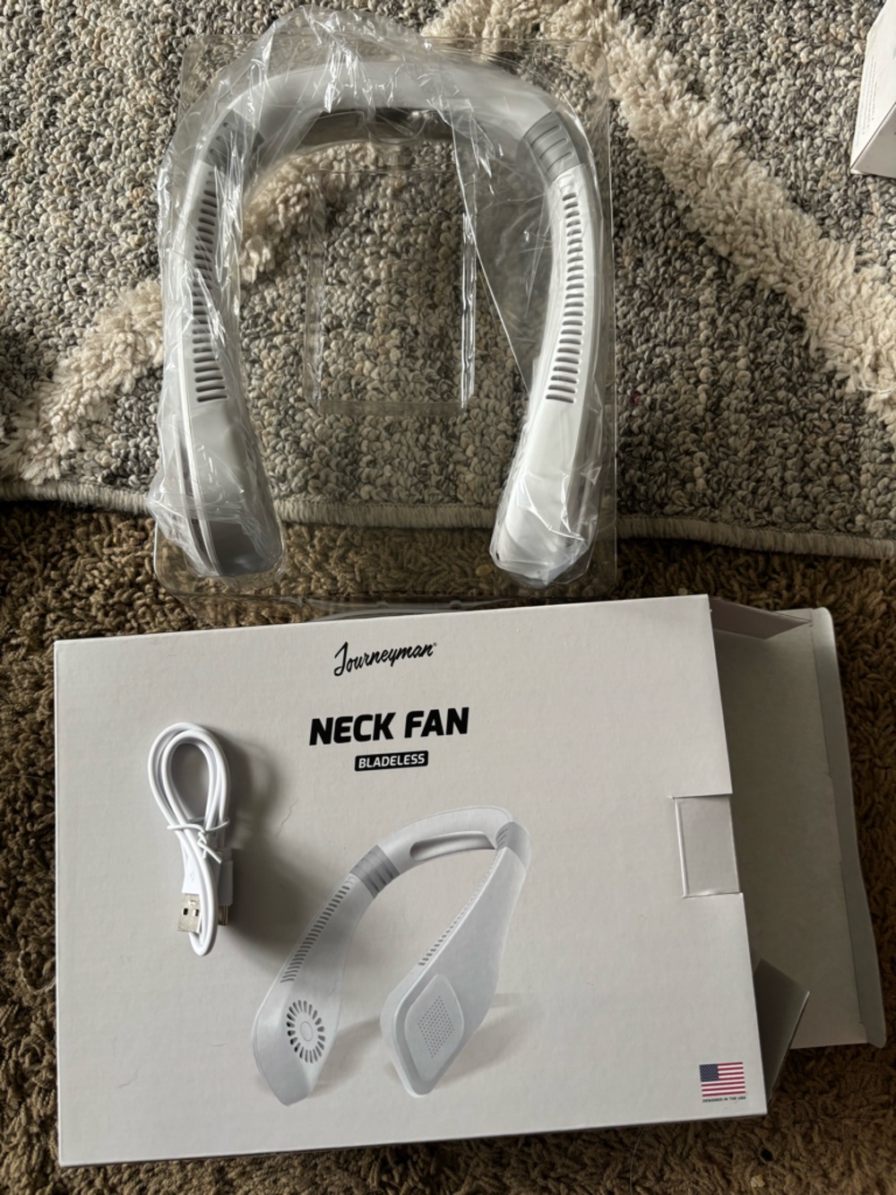 White Bladeless Neck Fan - Hands-Free Cooling